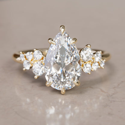 Marquise Shaped Three Stone Lab Grown Diamond Engagement Ring