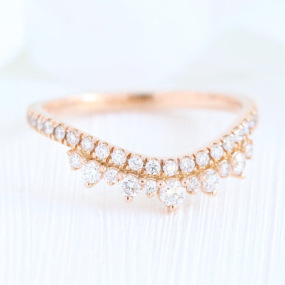 1.5 CT Pear Cut Curved Vintage Pave Moissanite Bridal Ring Set