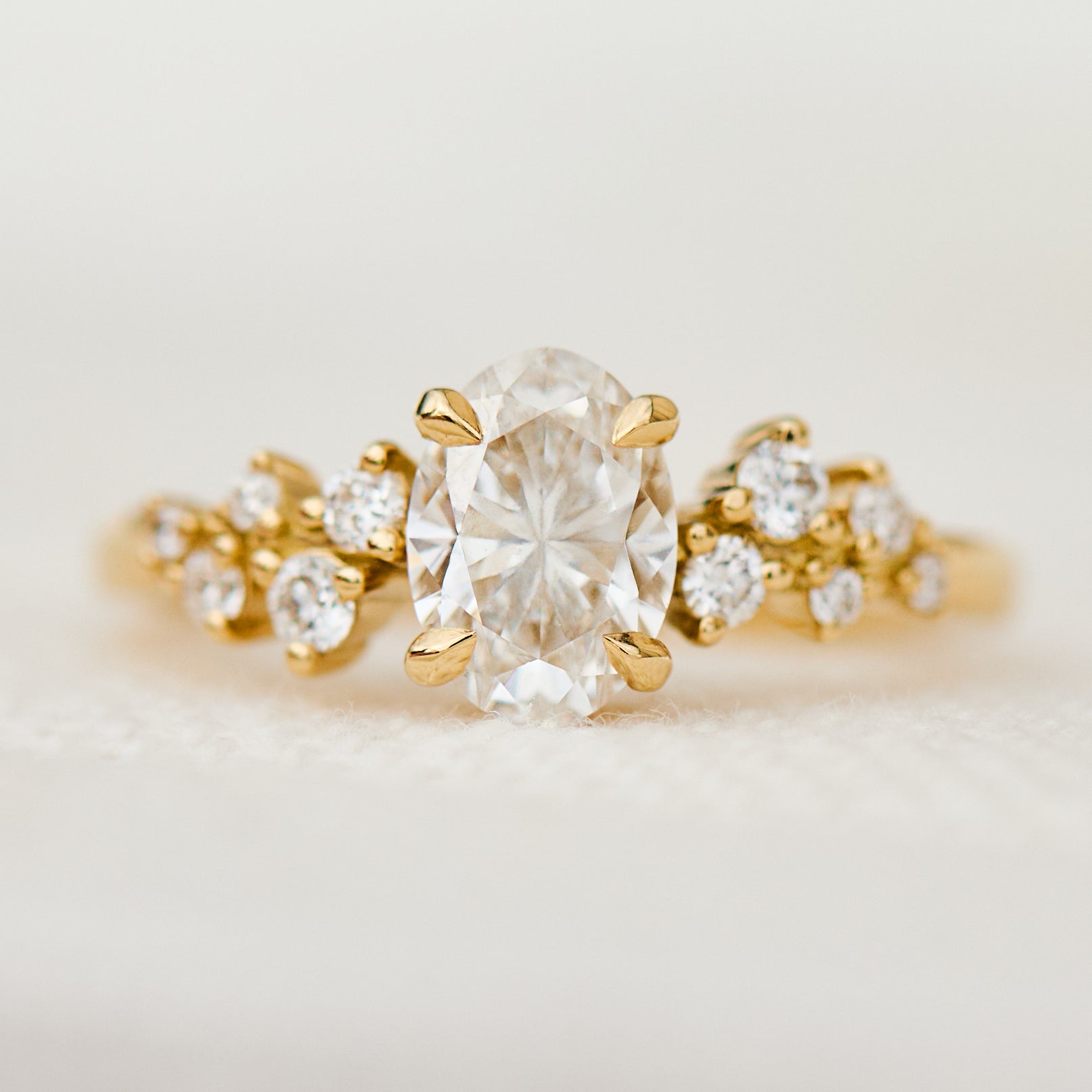 Marquise Shaped Three Stone Lab Grown Diamond Engagement Ring