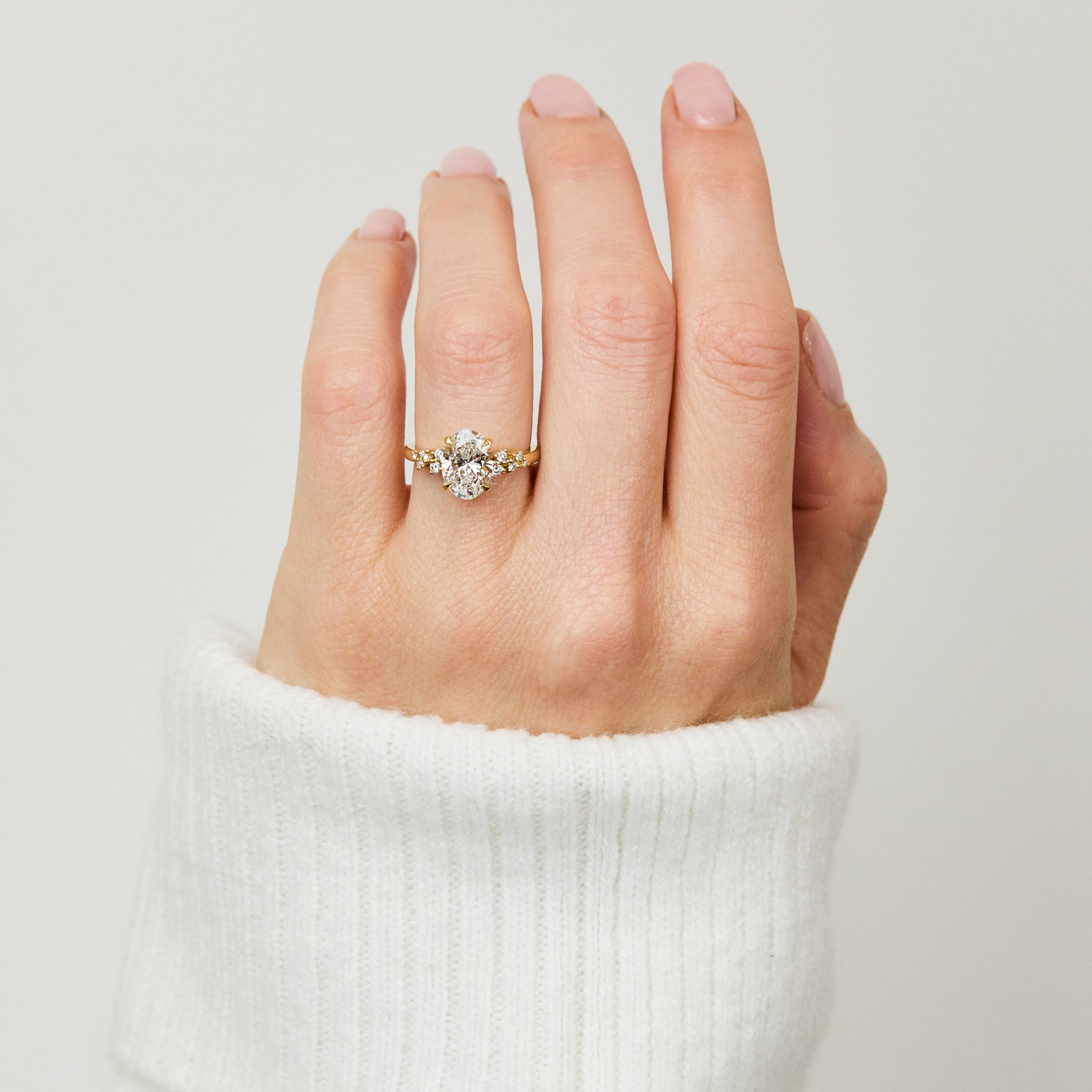 Marquise Shaped Three Stone Lab Grown Diamond Engagement Ring