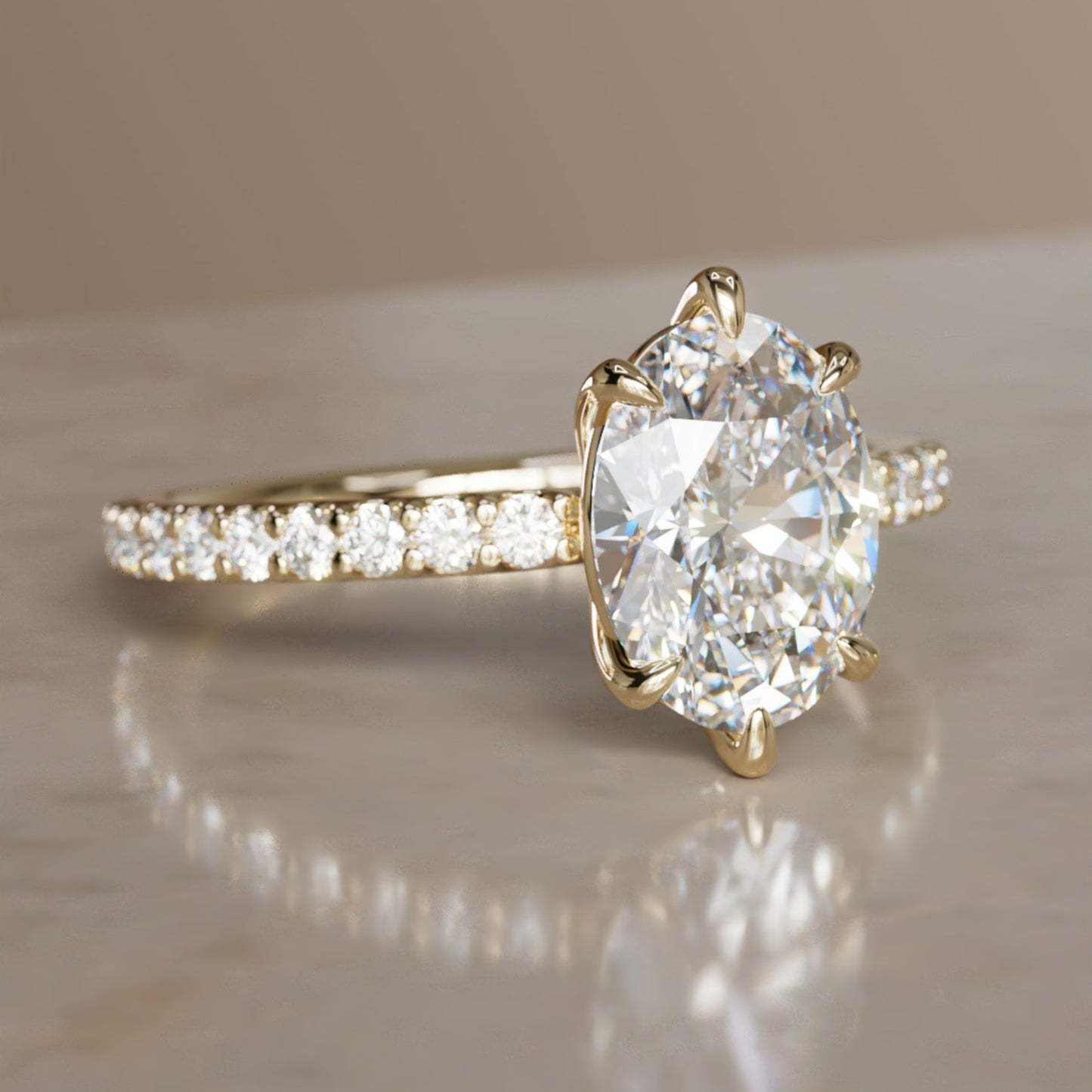 Marquise Shaped Three Stone Lab Grown Diamond Engagement Ring