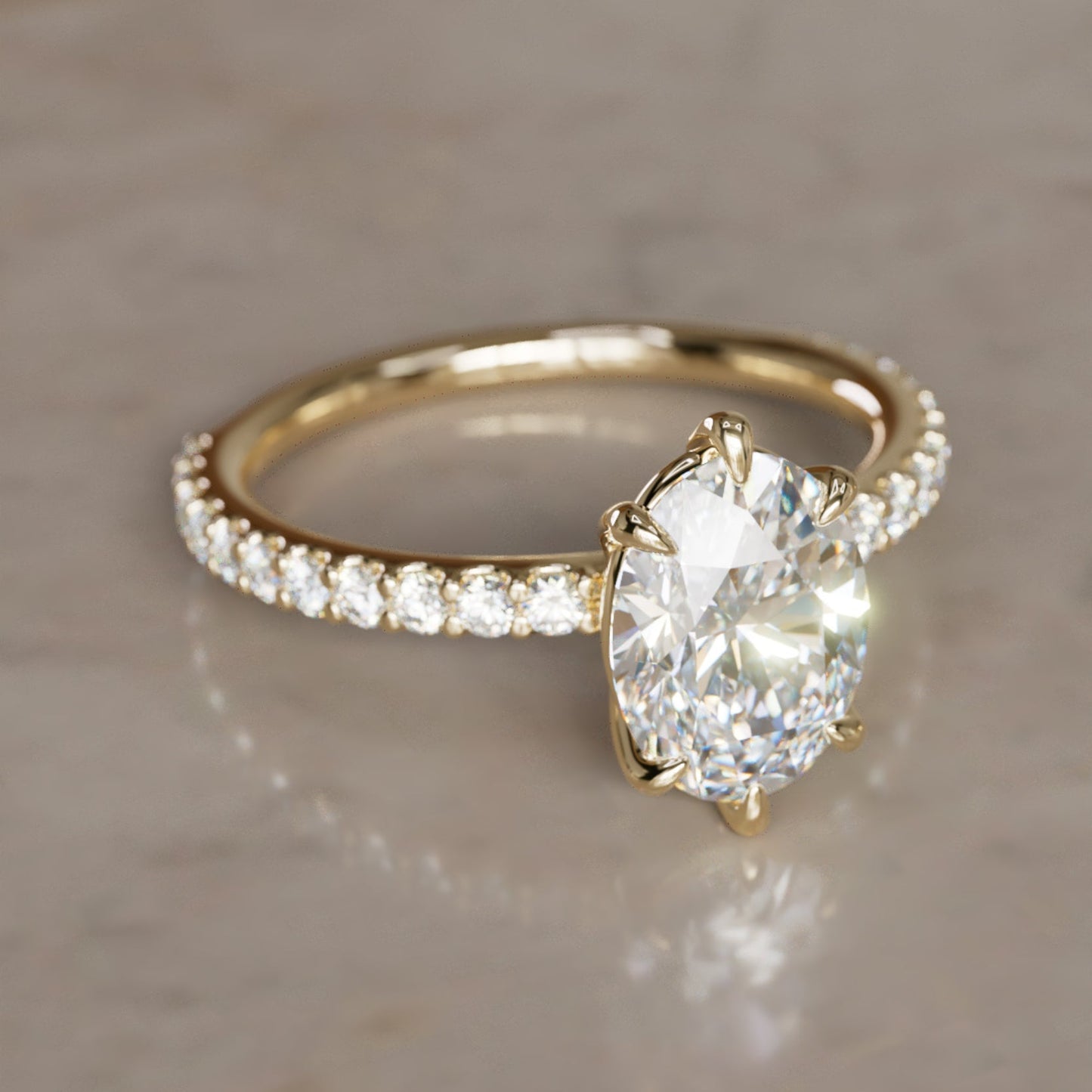 Marquise Shaped Three Stone Lab Grown Diamond Engagement Ring