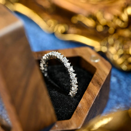 0.9 TCW Heart Cut Pave Moissanite Bridal Wedding Band 6