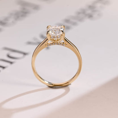 Stunning 1.0 - 2.0 CT Round Moissanite Engagement Ring with Hidden Halo Design 10