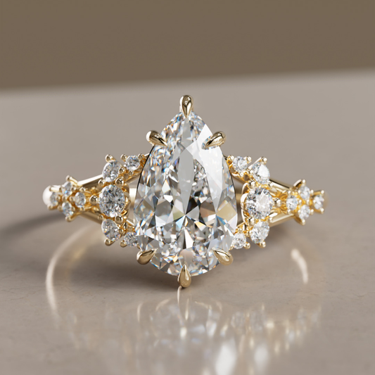 Marquise Shaped Three Stone Lab Grown Diamond Engagement Ring