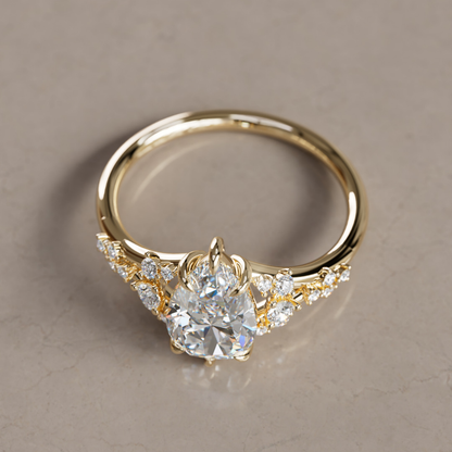 Marquise Shaped Three Stone Lab Grown Diamond Engagement Ring