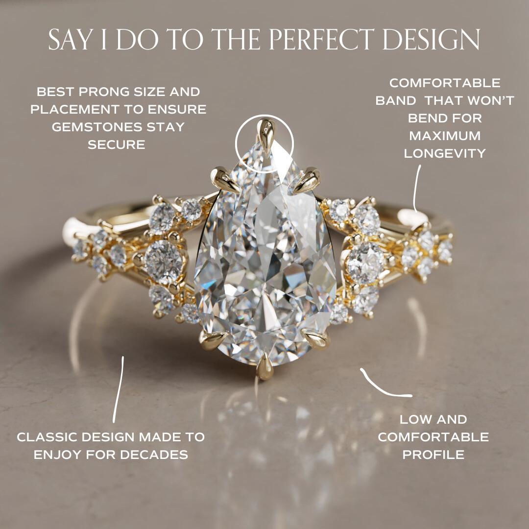 Marquise Shaped Three Stone Lab Grown Diamond Engagement Ring