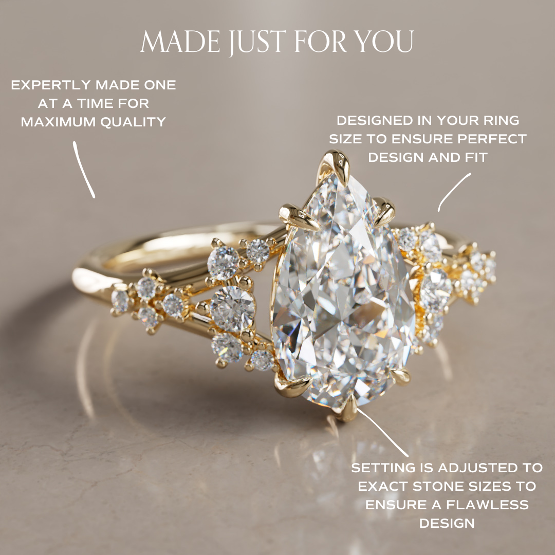 Marquise Shaped Three Stone Lab Grown Diamond Engagement Ring