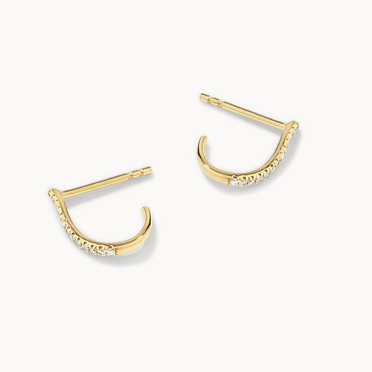 0.936 TCW Round Shaped Moissanite Wave Huggies Earrings