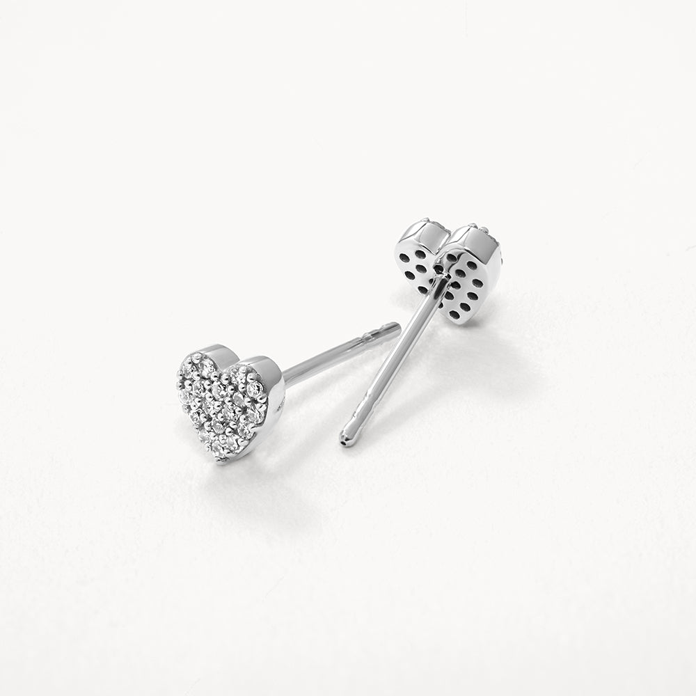 0.09 TCW Round Shaped Moissanite Heart Studs Earrings