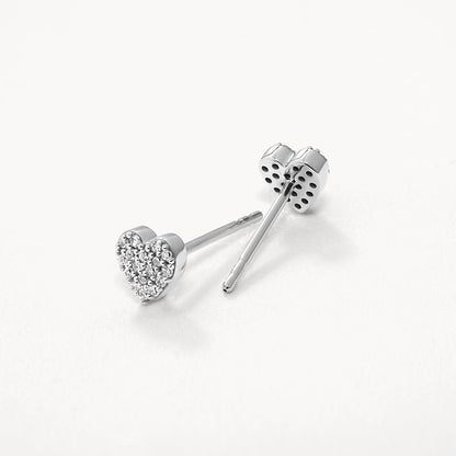 0.09 TCW Round Shaped Moissanite Heart Studs Earrings