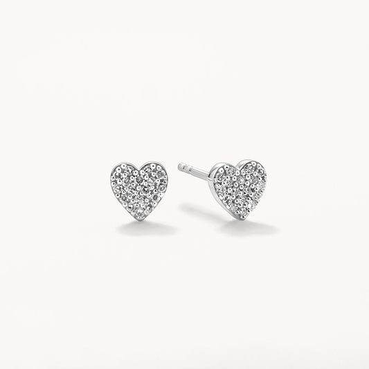 0.09 TCW Round Shaped Moissanite Heart Studs Earrings