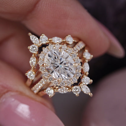 2.9 Carats Emerald Pave Styled Moissanite Engagement Ring