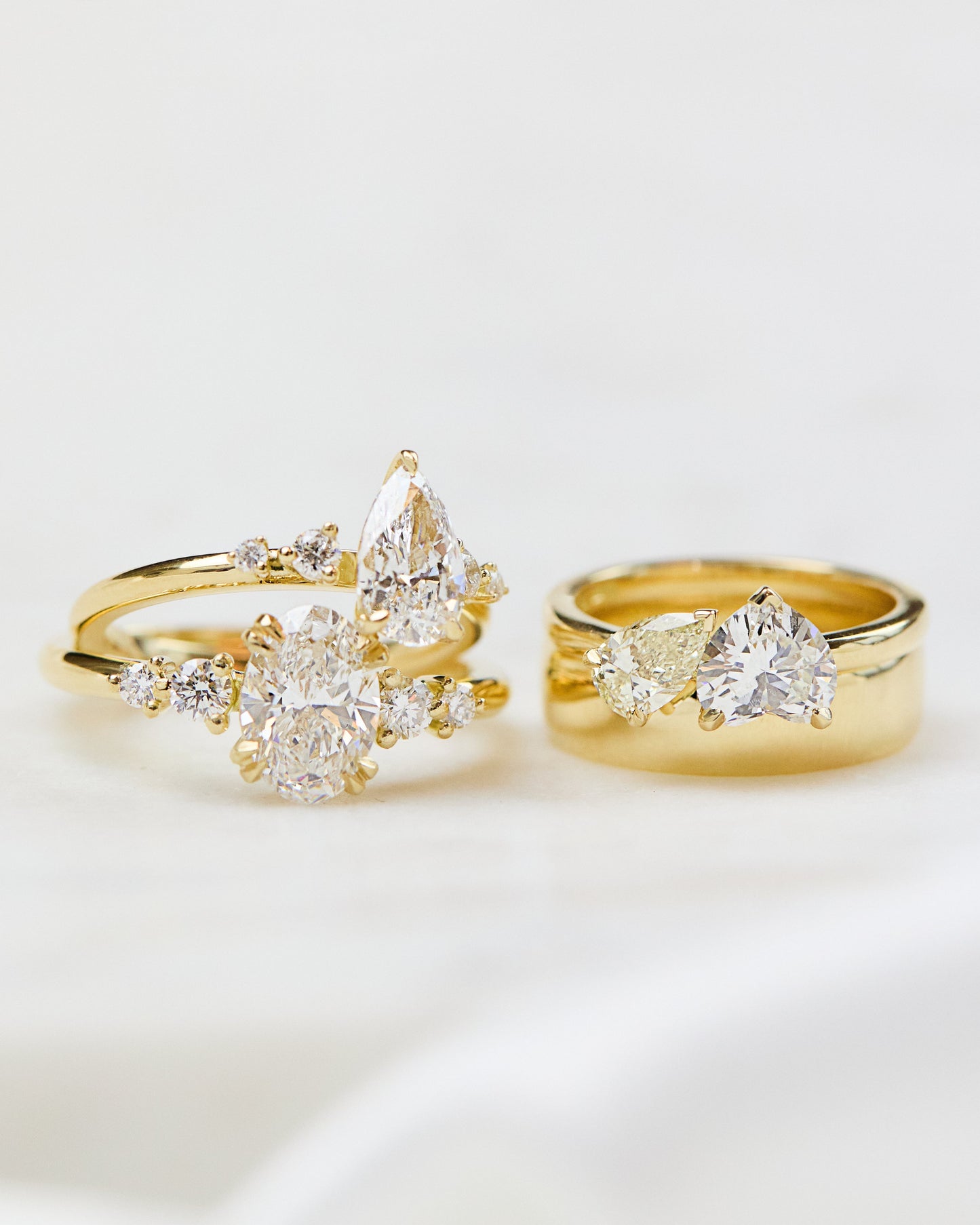 Marquise Shaped Three Stone Lab Grown Diamond Engagement Ring