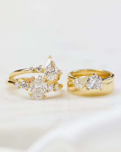 Marquise Shaped Three Stone Lab Grown Diamond Engagement Ring