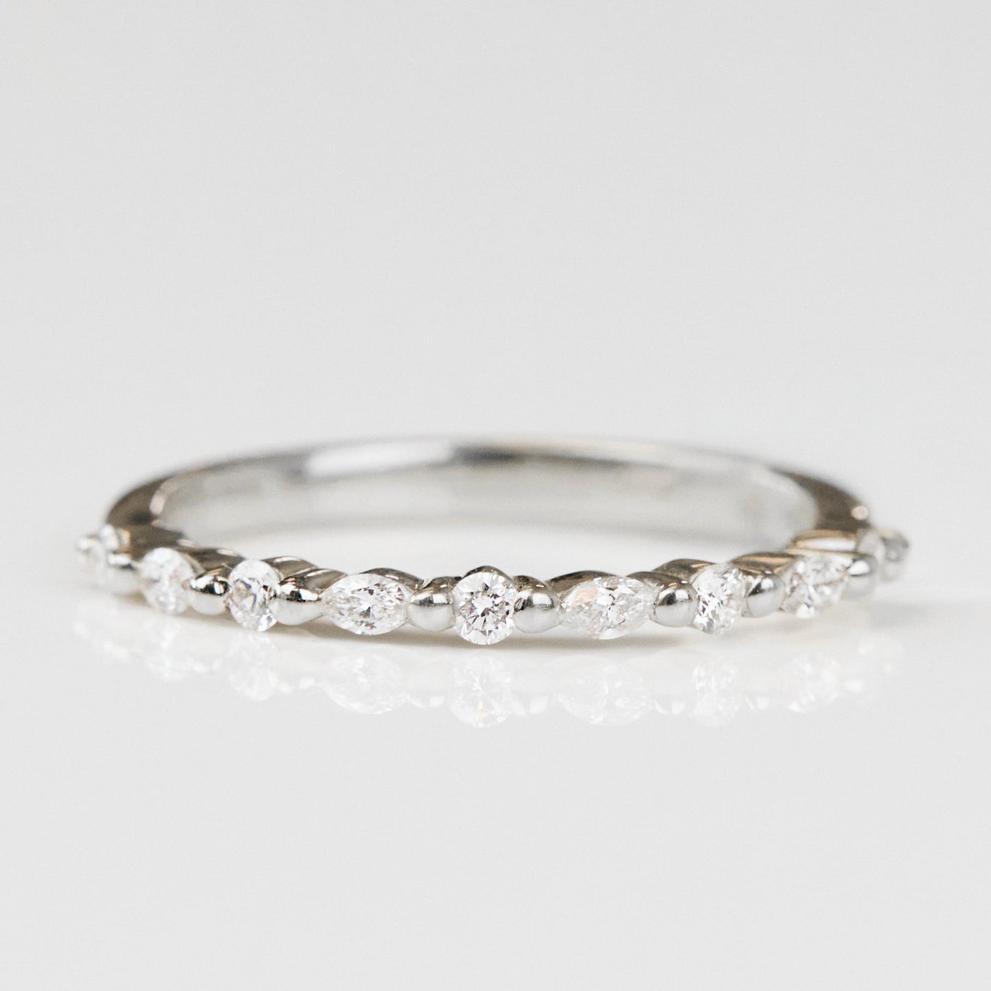 0.25 TCW Round Shaped Half Eternity Lab Grown Diamond Wedding Band