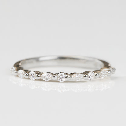 0.25 TCW Round Shaped Half Eternity Lab Grown Diamond Wedding Band