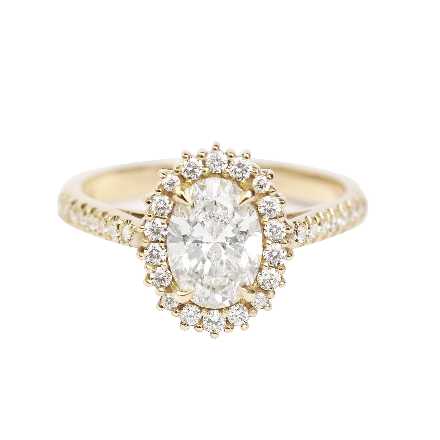 2.9 Carats Emerald Pave Styled Moissanite Engagement Ring