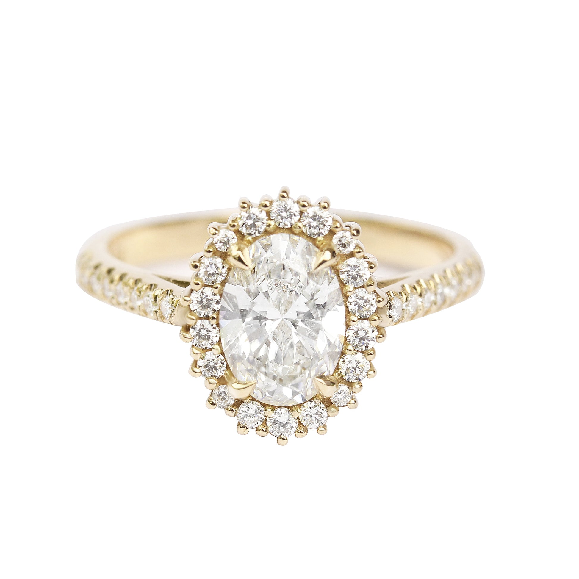 2.9 Carats Emerald Pave Styled Moissanite Engagement Ring