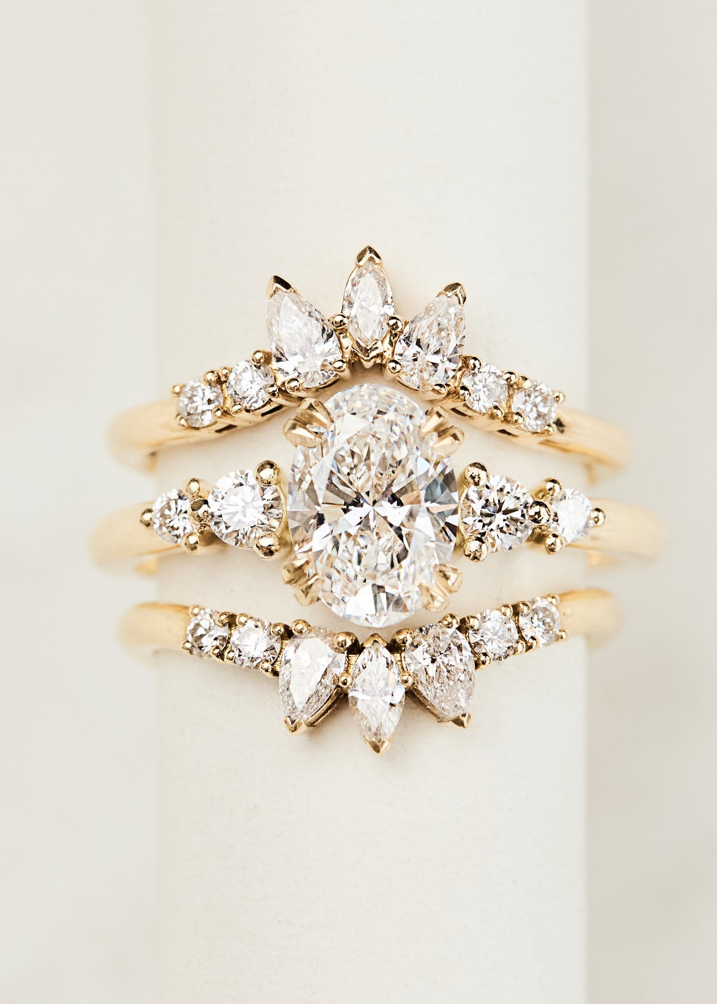 Marquise Shaped Three Stone Lab Grown Diamond Engagement Ring