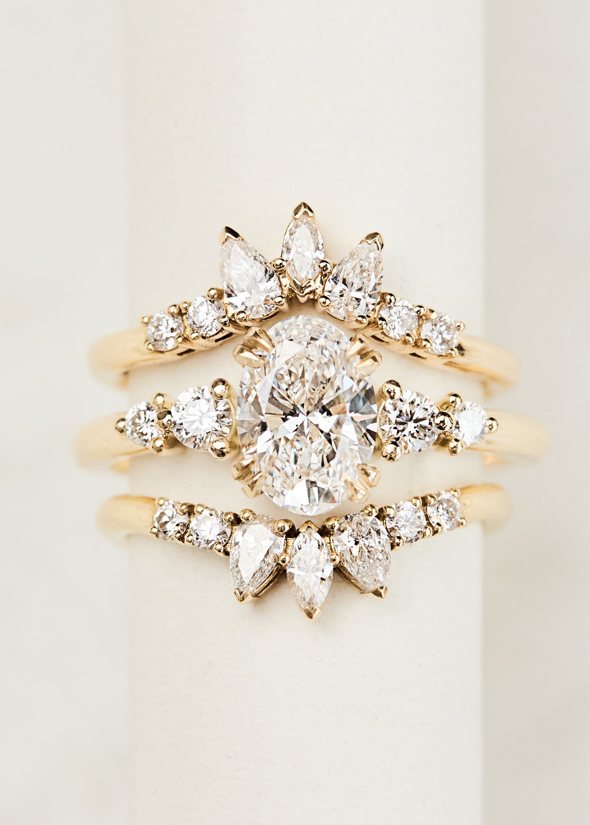 Marquise Shaped Three Stone Lab Grown Diamond Engagement Ring