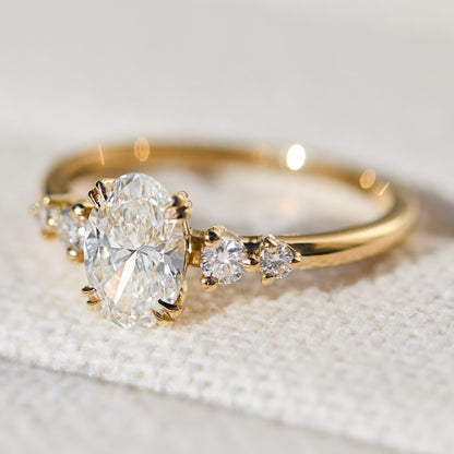 Marquise Shaped Three Stone Lab Grown Diamond Engagement Ring