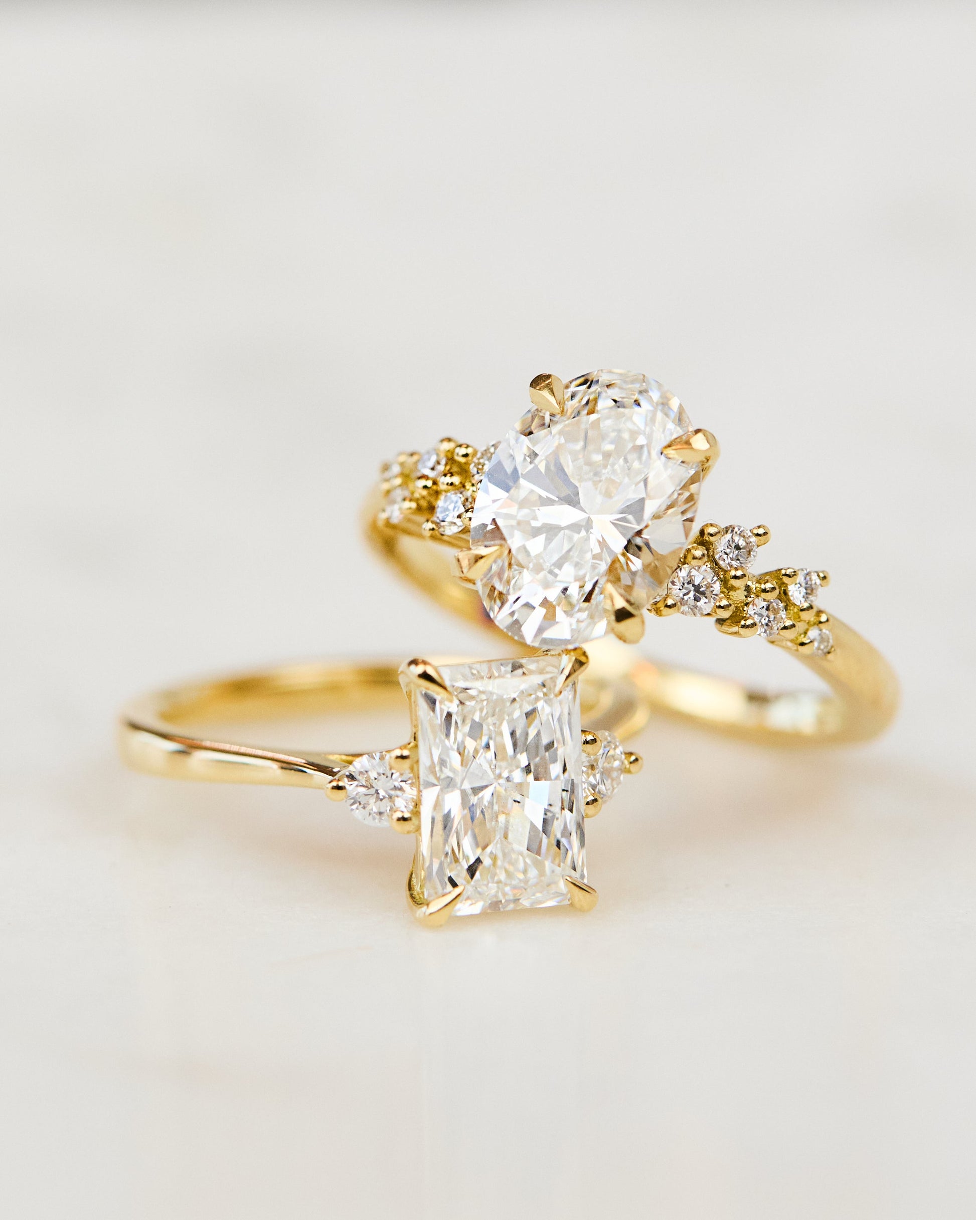 Marquise Shaped Three Stone Lab Grown Diamond Engagement Ring