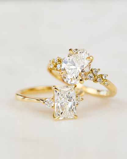 Marquise Shaped Three Stone Lab Grown Diamond Engagement Ring