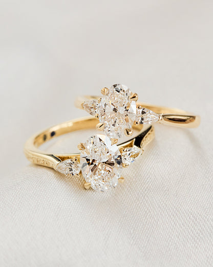 Marquise Shaped Three Stone Lab Grown Diamond Engagement Ring