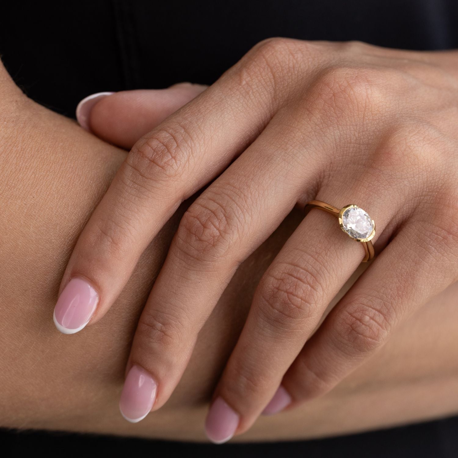 Marquise Shaped Three Stone Lab Grown Diamond Engagement Ring