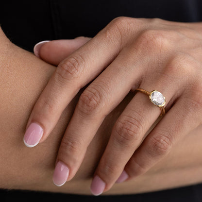 Marquise Shaped Three Stone Lab Grown Diamond Engagement Ring