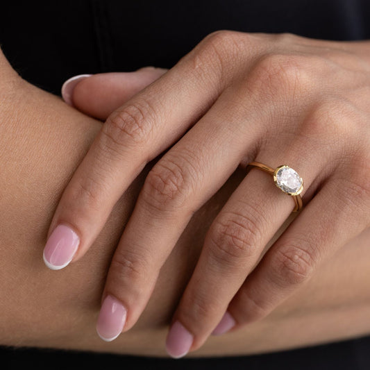 Marquise Shaped Three Stone Lab Grown Diamond Engagement Ring