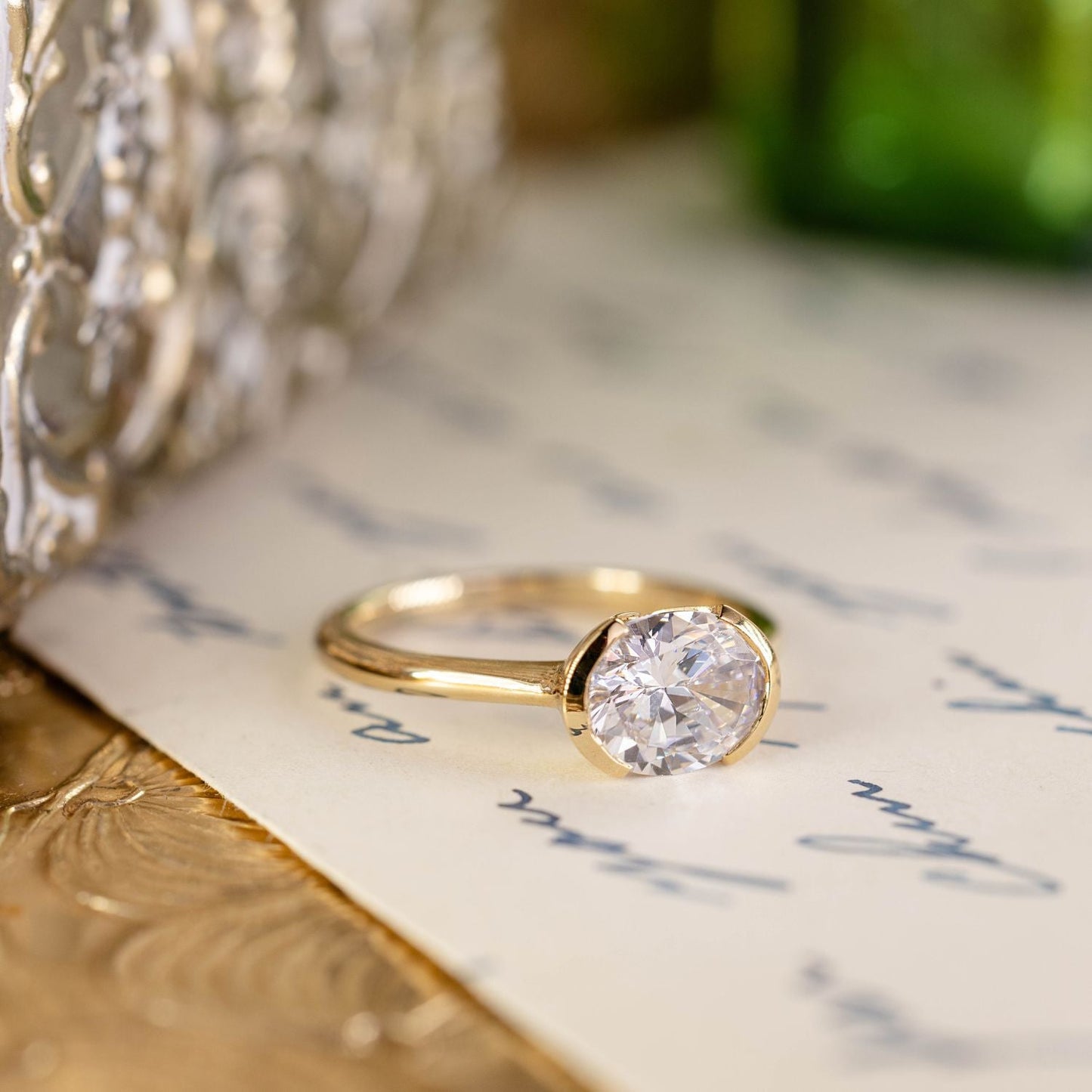 Marquise Shaped Three Stone Lab Grown Diamond Engagement Ring