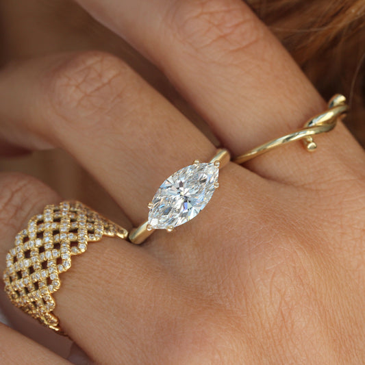 2.9 Carats Emerald Pave Styled Moissanite Engagement Ring