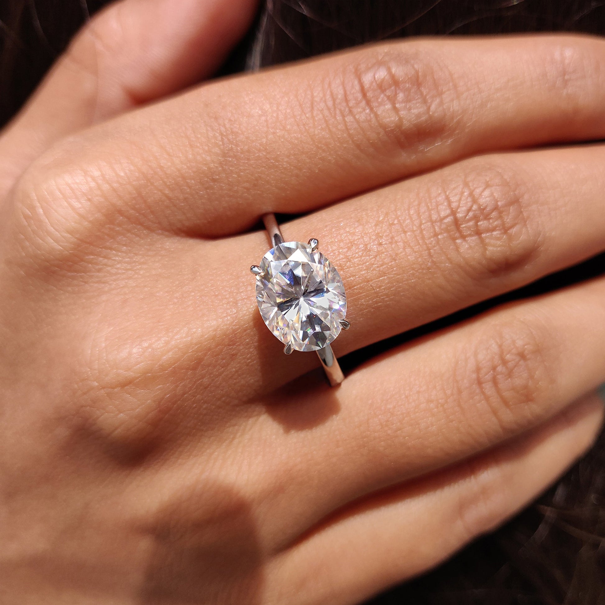 Oval Cut Moissanite Solitaire Engagement Ring