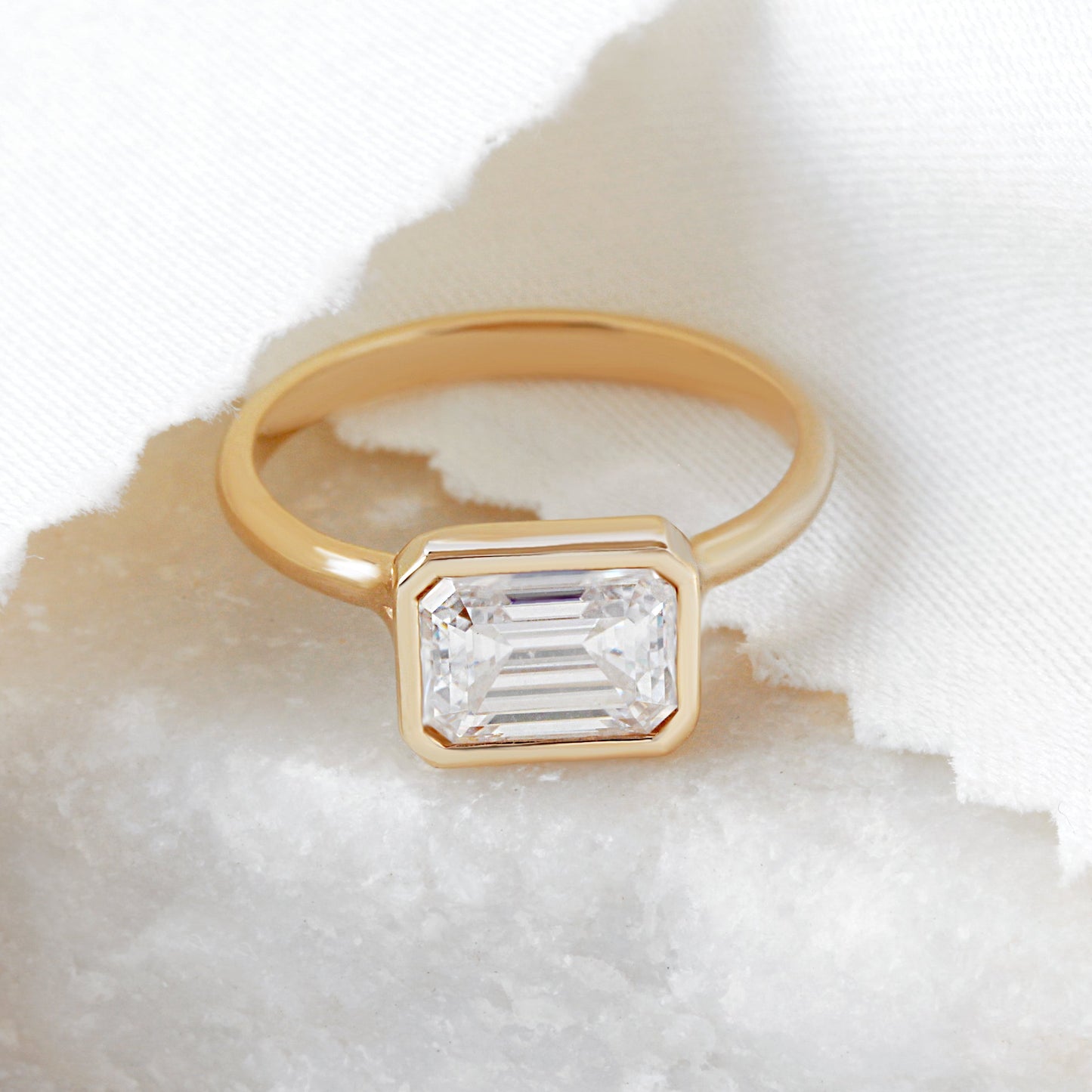 2.9 Carats Emerald Pave Styled Moissanite Engagement Ring