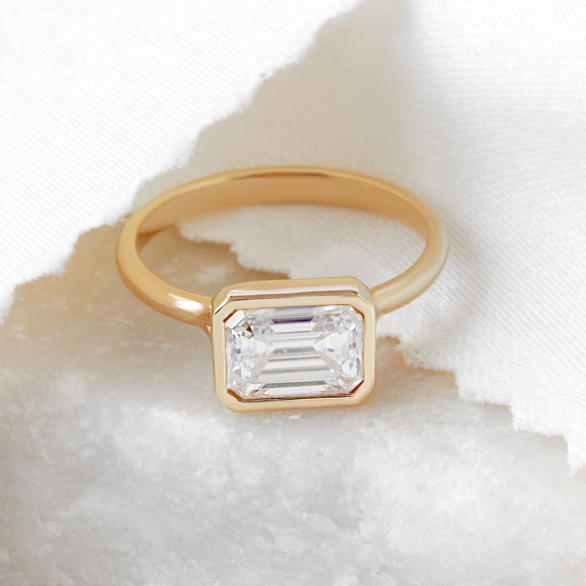 2.9 Carats Emerald Pave Styled Moissanite Engagement Ring