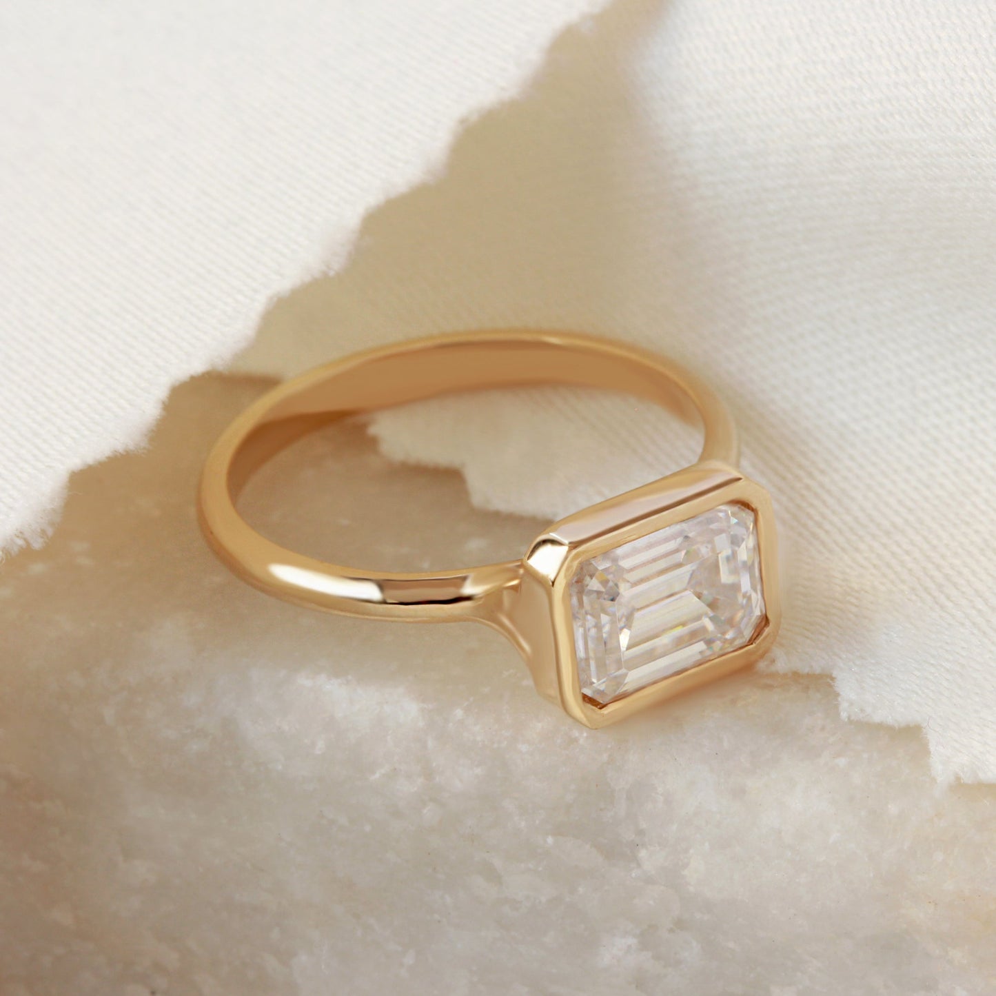 2.9 Carats Emerald Pave Styled Moissanite Engagement Ring