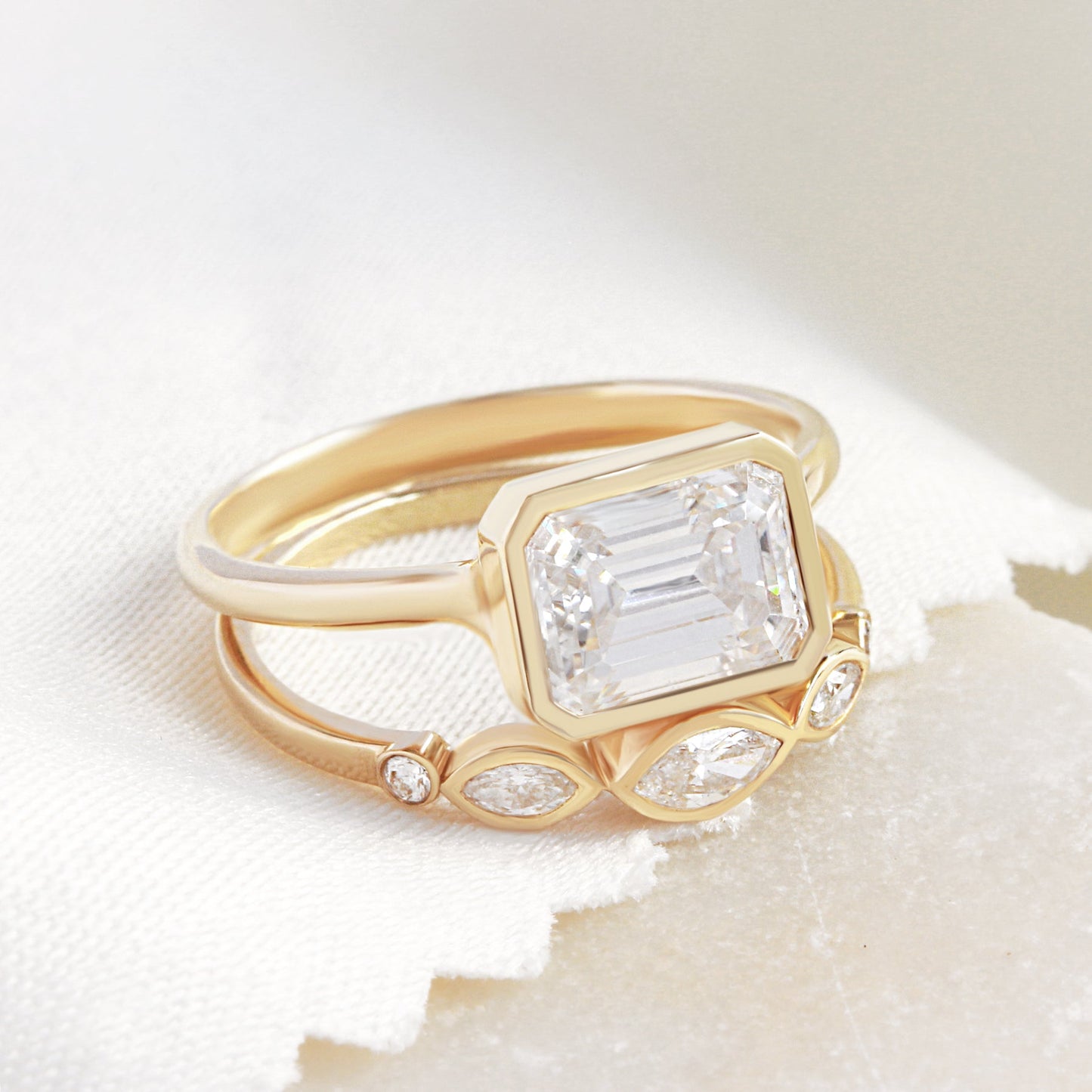 2.9 Carats Emerald Pave Styled Moissanite Engagement Ring