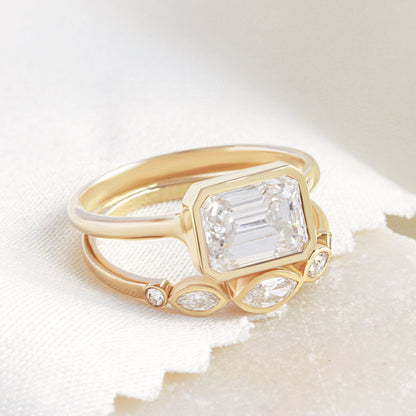 2.9 Carats Emerald Pave Styled Moissanite Engagement Ring