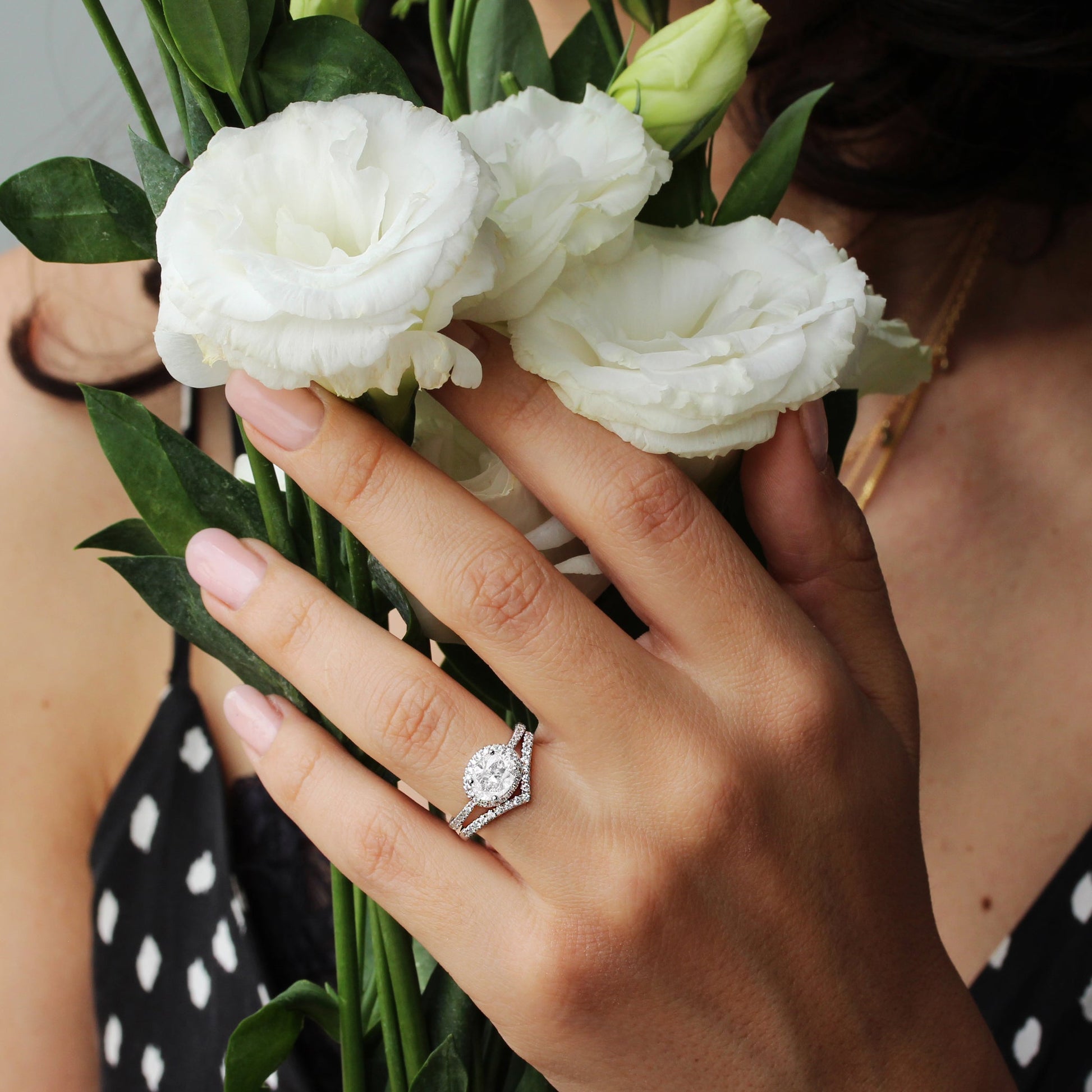 2.9 Carats Emerald Pave Styled Moissanite Engagement Ring