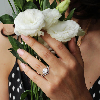 2.9 Carats Emerald Pave Styled Moissanite Engagement Ring