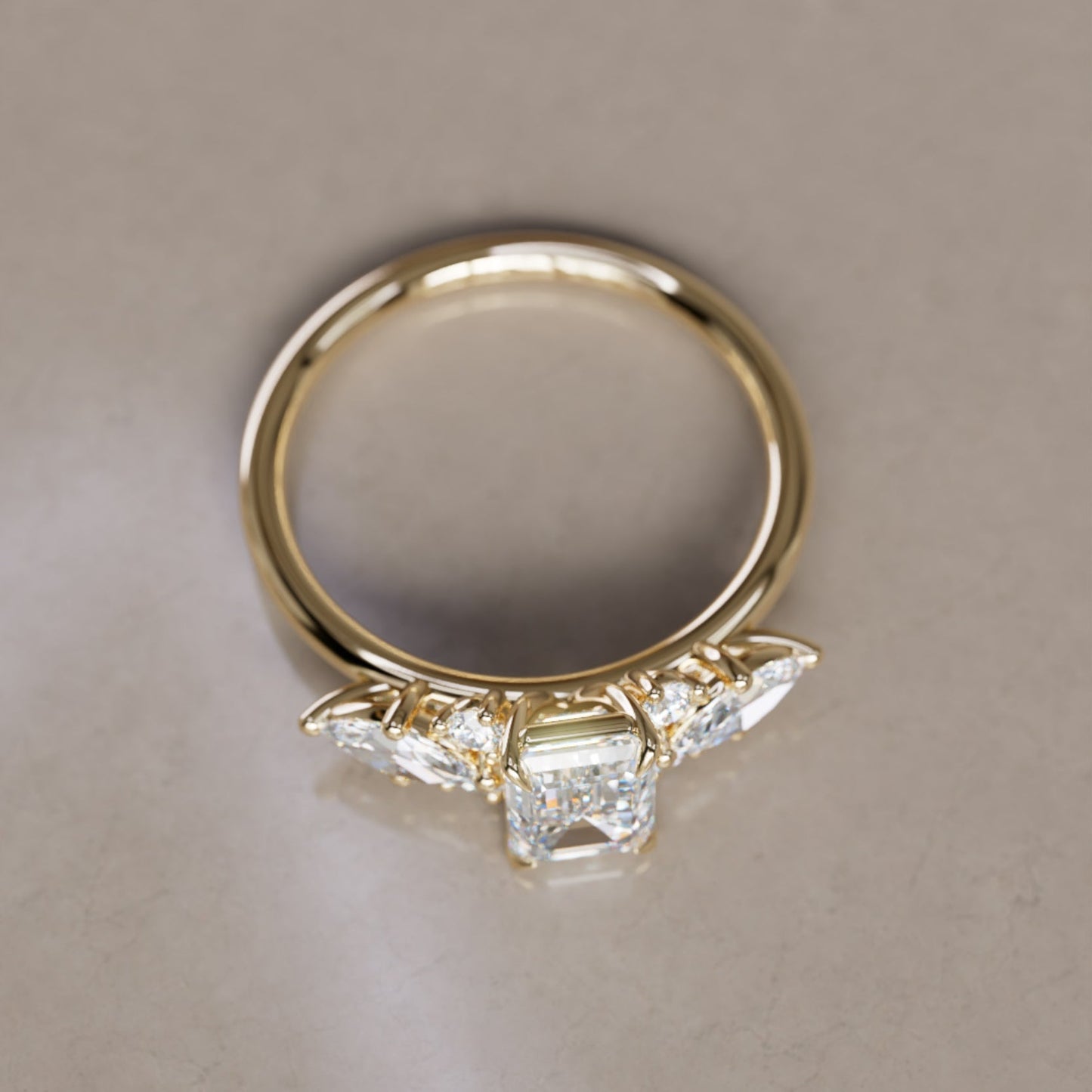 Marquise Shaped Three Stone Lab Grown Diamond Engagement Ring