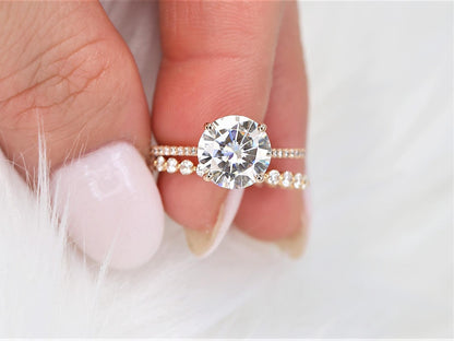 2.7 CT Round Cut Pave Moissanite Bridal Ring Set