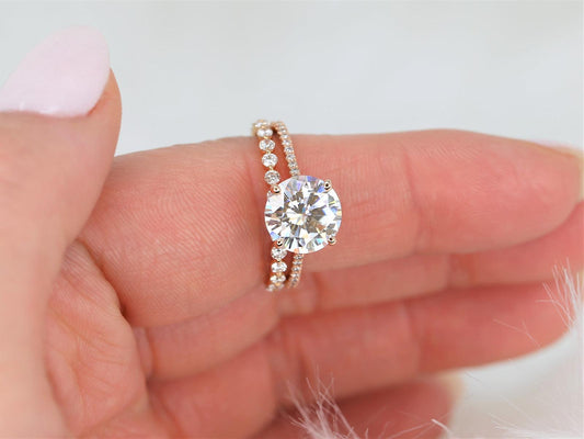 2.7 CT Round Cut Pave Moissanite Bridal Ring Set