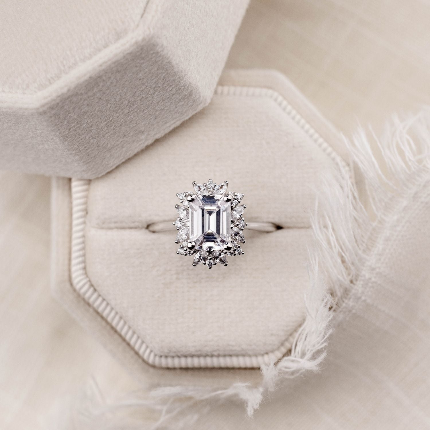 Marquise Shaped Three Stone Lab Grown Diamond Engagement Ring