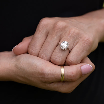 Marquise Shaped Three Stone Lab Grown Diamond Engagement Ring