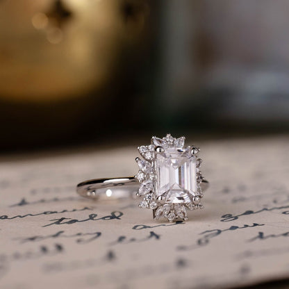 Marquise Shaped Three Stone Lab Grown Diamond Engagement Ring