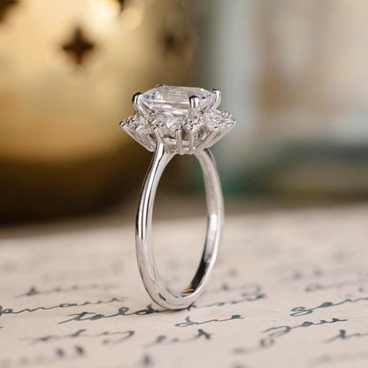 Marquise Shaped Three Stone Lab Grown Diamond Engagement Ring