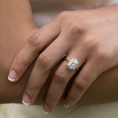 Marquise Shaped Three Stone Lab Grown Diamond Engagement Ring